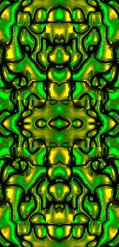 Abstract green and yellow vibrant pattern wallpaper.