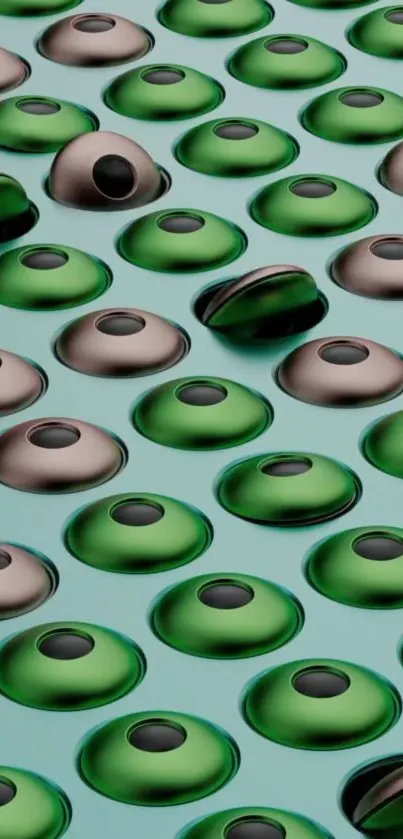 Abstract green shapes on a modern phone wallpaper.