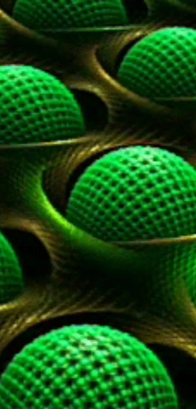 Abstract wallpaper featuring green spheres