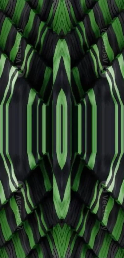 Abstract green striped pattern wallpaper.