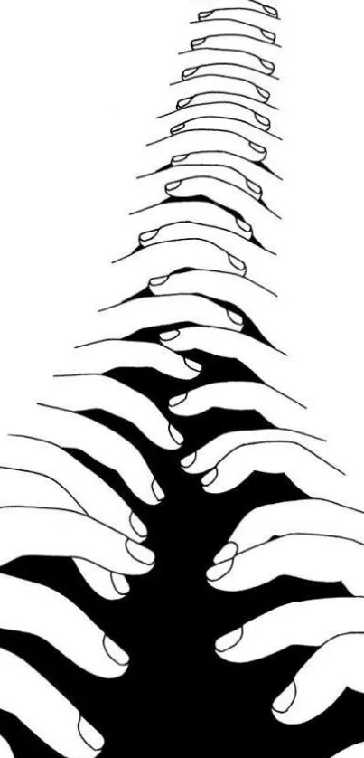 Abstract black and white hands design wallpaper for mobile devices.