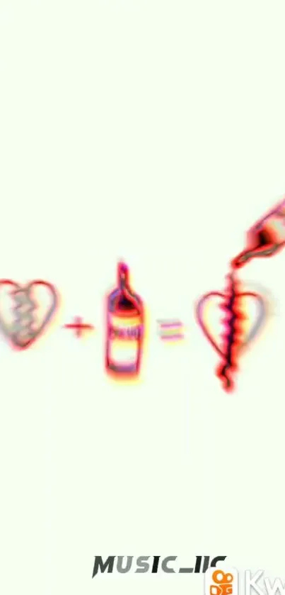 Abstract heart and bottle equation design wallpaper.