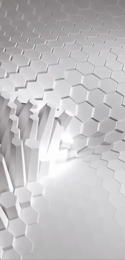3D white hexagonal abstract pattern mobile wallpaper.