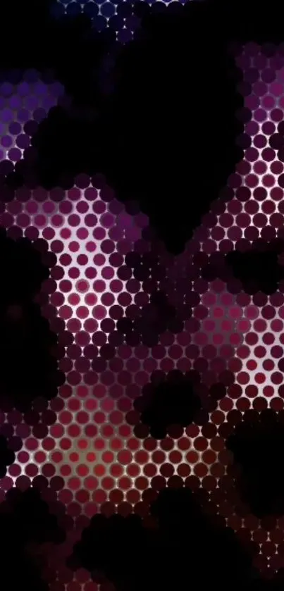 Abstract hexagonal pattern with purple and red hues for mobile wallpaper.