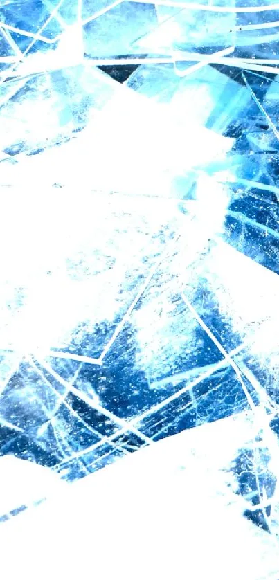 Abstract blue and white ice shards mobile wallpaper.