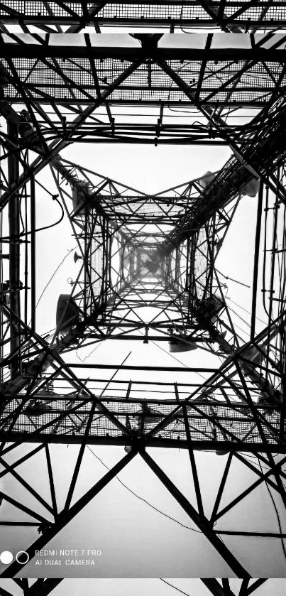 Abstract black and white industrial structure wallpaper.