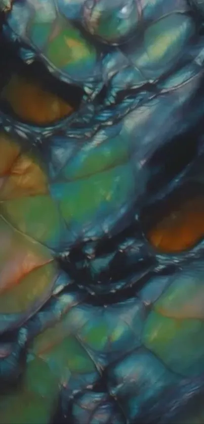Abstract iridescent glass-like design wallpaper.