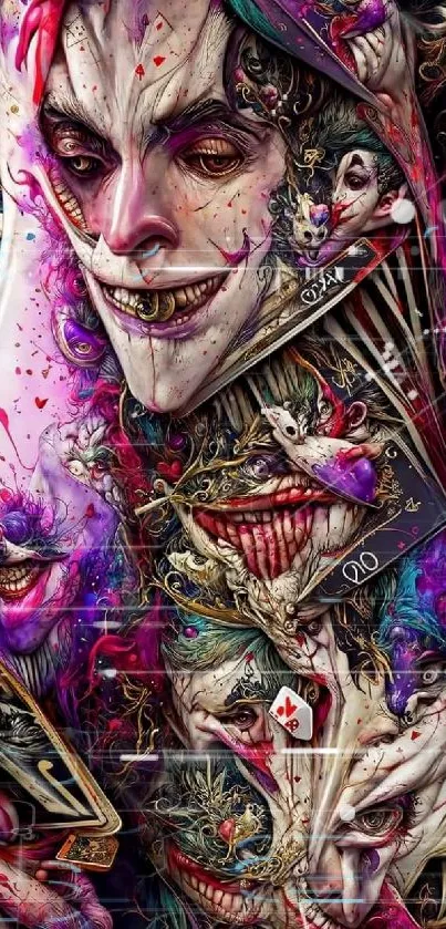 Abstract Joker-themed artwork with vibrant colors.