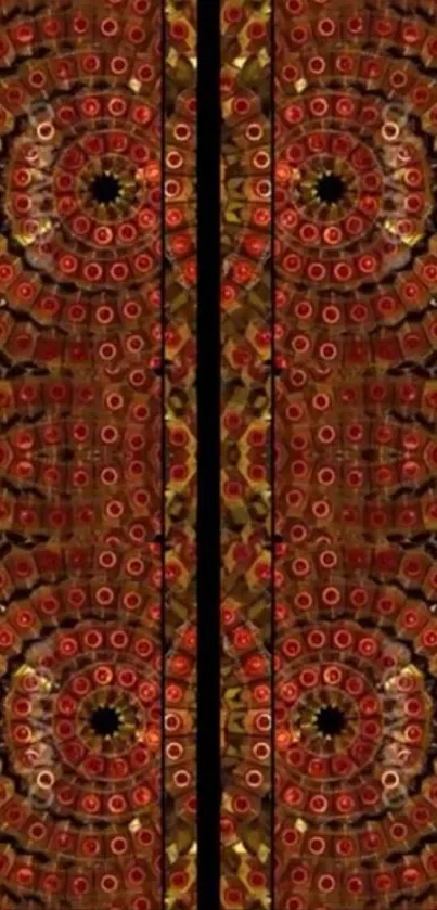 Abstract kaleidoscope pattern wallpaper in earthy tones.