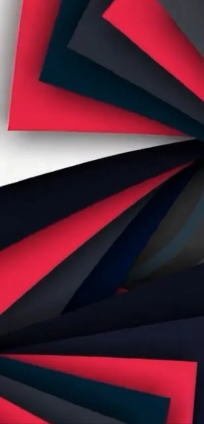 Abstract layered art wallpaper with red, black, and white colors.