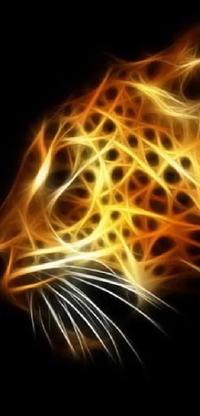 Abstract fiery leopard art on dark background