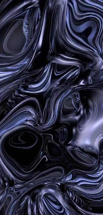 Abstract dark blue liquid swirl wallpaper for phones.