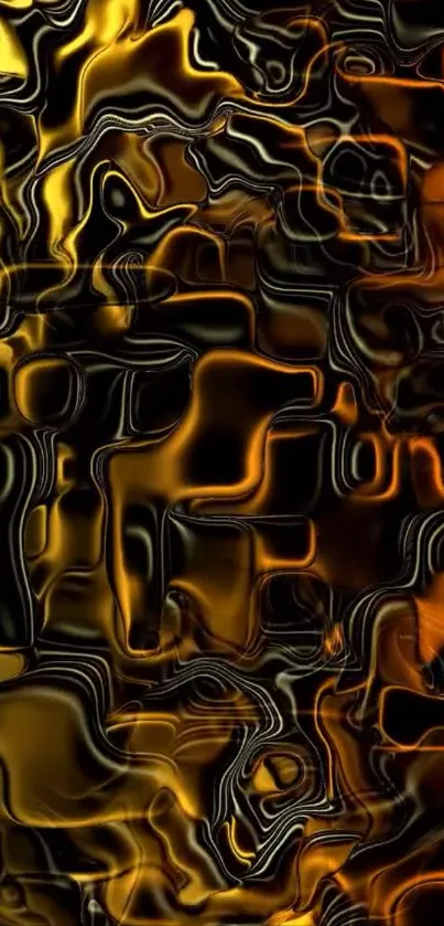 Abstract wallpaper featuring liquid metal design with warm colors.