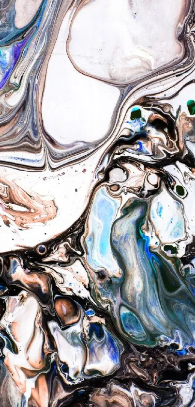 Abstract marble art wallpaper with fluid, colorful shapes.