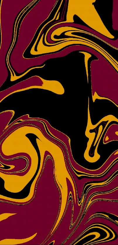 Maroon and gold abstract swirl wallpaper.