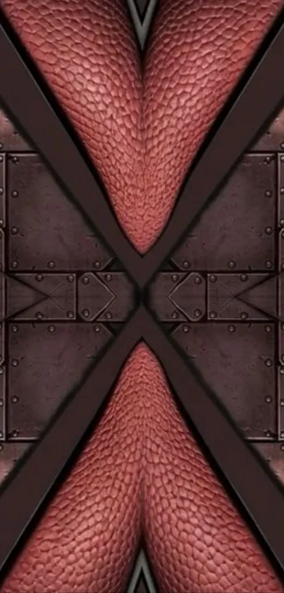 Abstract mobile wallpaper with metal and leather design.