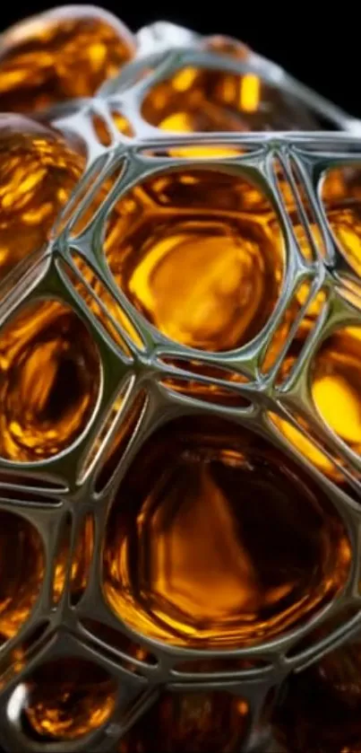 Abstract metallic and amber textured art.