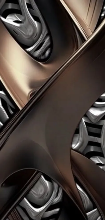 Abstract metallic wallpaper design with intricate patterns.