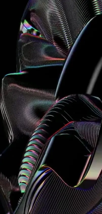 Abstract metallic design with glossy curves.