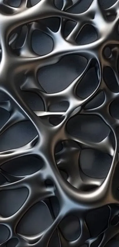 Abstract metallic design with intricate 3D structures.