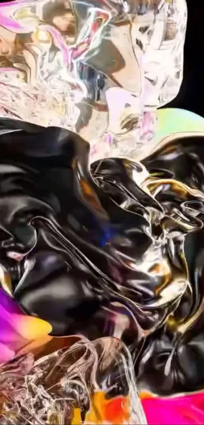 Abstract metallic flow with vibrant colors