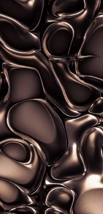 Bronze abstract fluid shapes on a dark background, perfect for mobile wallpaper.