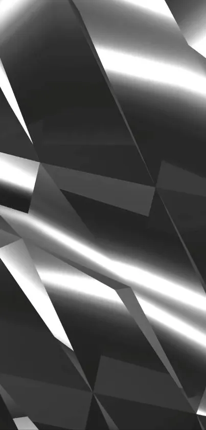 Abstract metallic pattern with sharp angles and dynamic light.