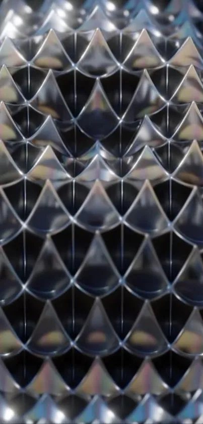 Abstract metallic pattern with geometric design.