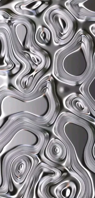 Abstract silver metallic swirl pattern wallpaper for mobile.