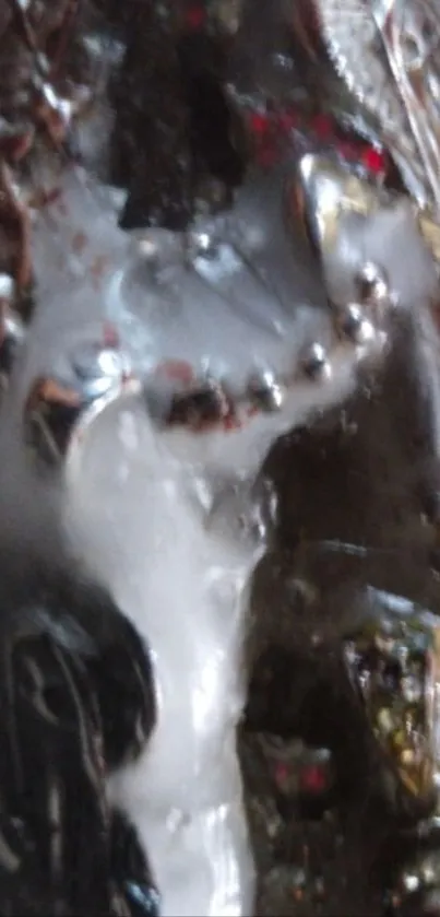 Abstract metallic texture with intricate design features.