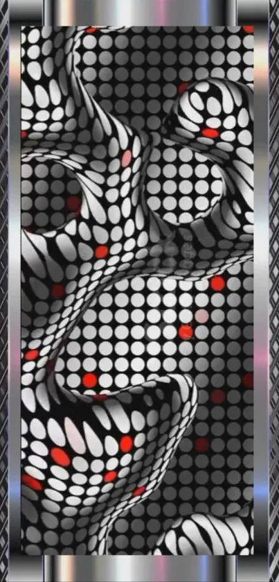 Abstract dots and metallic texture phone wallpaper.
