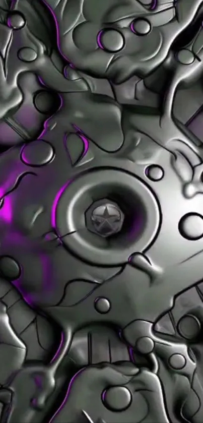 Abstract metallic texture with purple accents.