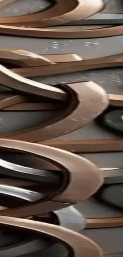 Abstract metallic waves in bronze tones.