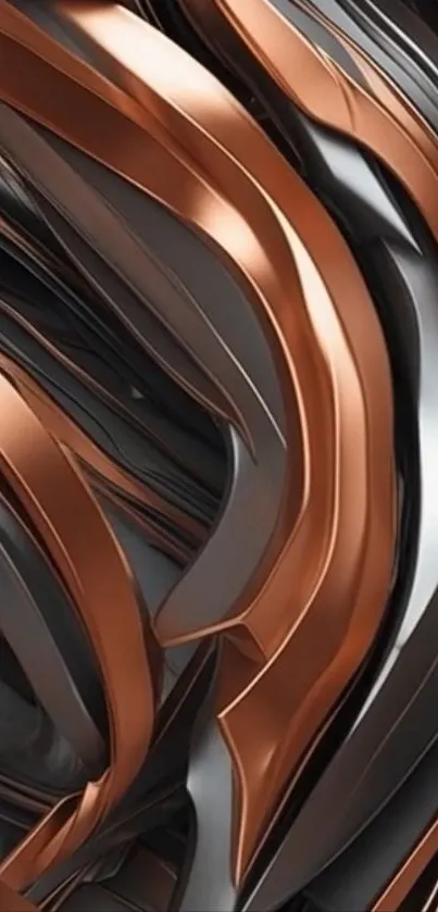 Abstract copper and black metallic wave wallpaper for mobile.