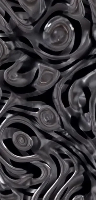 Abstract metallic waves with fluid design.