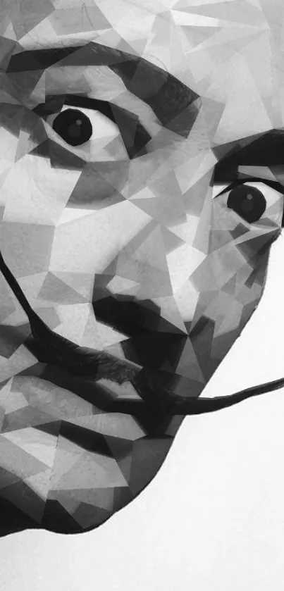 Abstract monochrome geometric art featuring polygonal shapes.