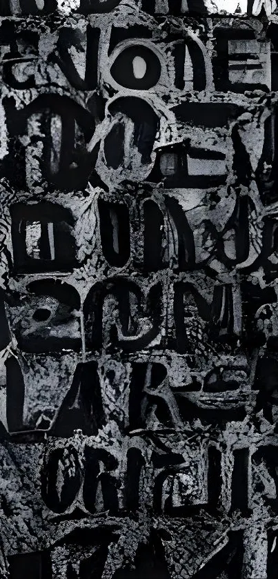 Abstract monochrome typography art for mobile wallpaper.