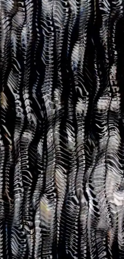 Abstract wallpaper with wavy monochrome patterns.