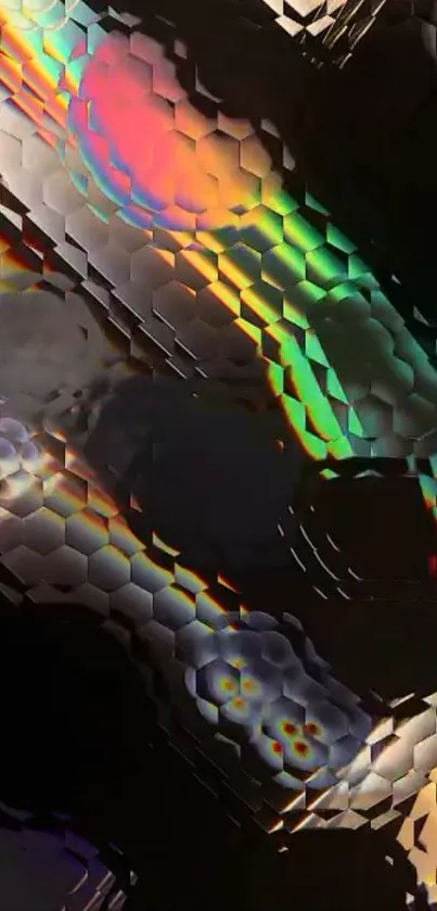 Vibrant abstract multicolor hexagonal wallpaper design.