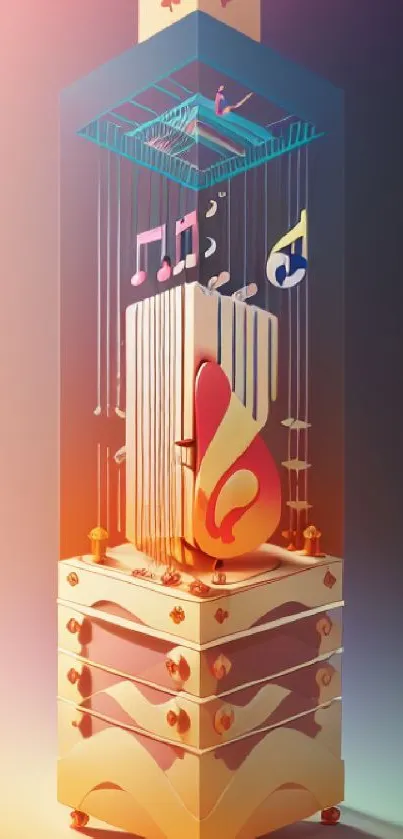 Colorful abstract musical art wallpaper with vibrant design.