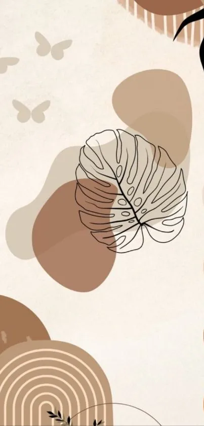 Abstract nature-themed wallpaper with earthy and botanical design.
