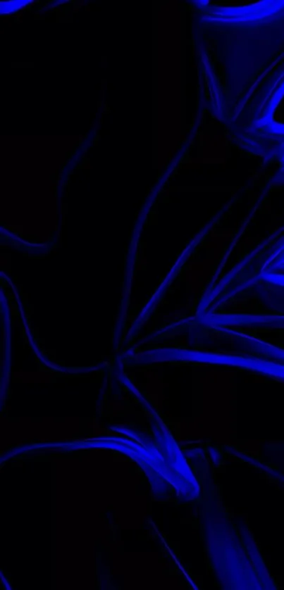 Abstract neon blue wallpaper with swirling digital design.