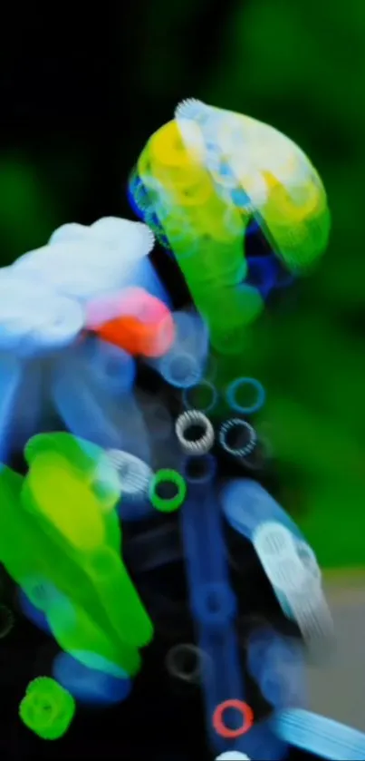 Abstract green and neon bokeh design with vibrant colors.