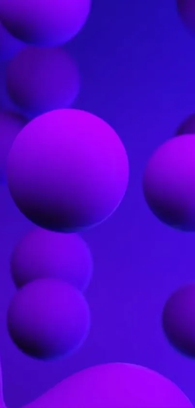 Abstract wallpaper with neon purple bubbles on blue background.