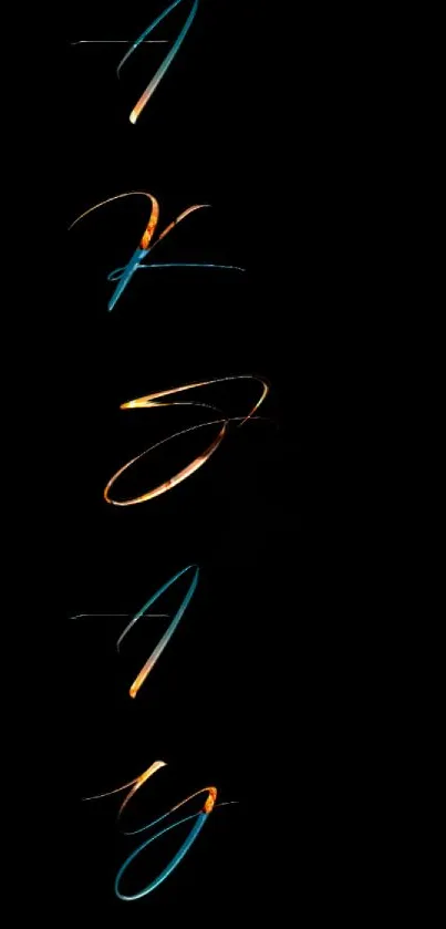 Abstract neon calligraphy on black background mobile wallpaper.