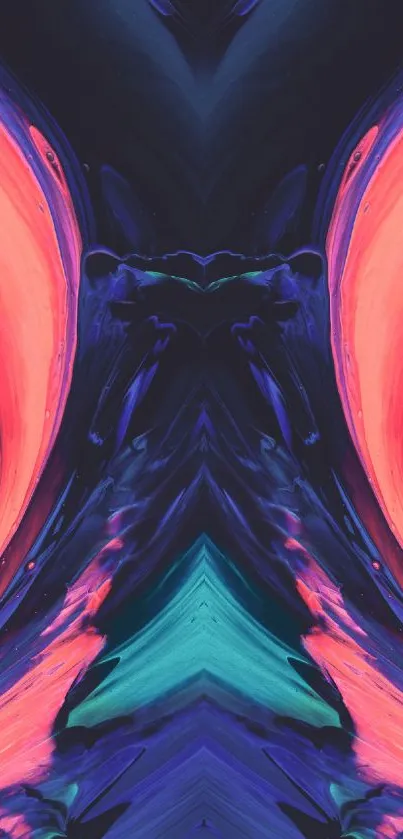 Vibrant abstract neon fluid design with dynamic navy and pink hues.