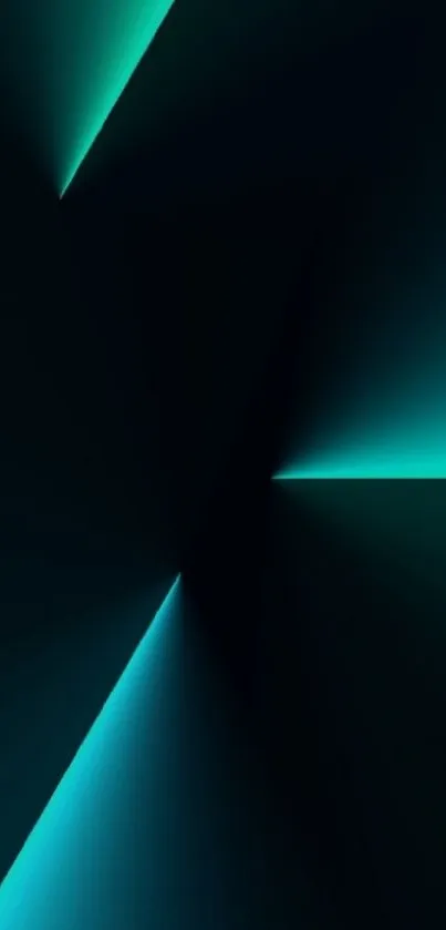 Abstract wallpaper with neon turquoise lines on black background.