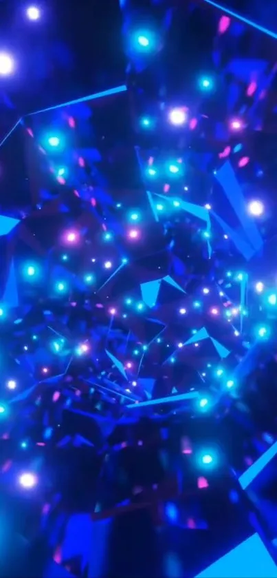 Abstract neon light tunnel wallpaper with vibrant colors.