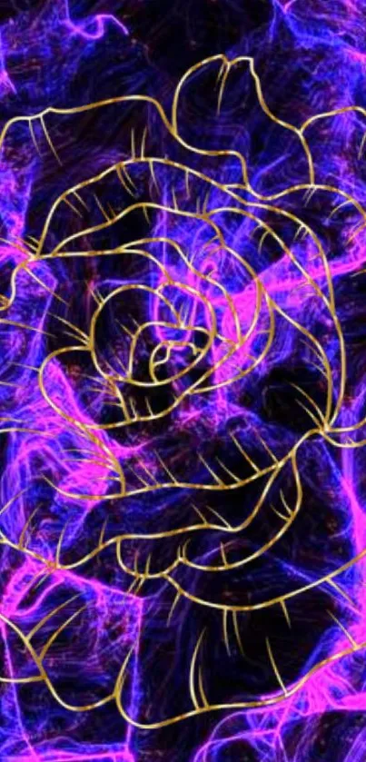 Abstract neon rose with electric purple and yellow highlights.