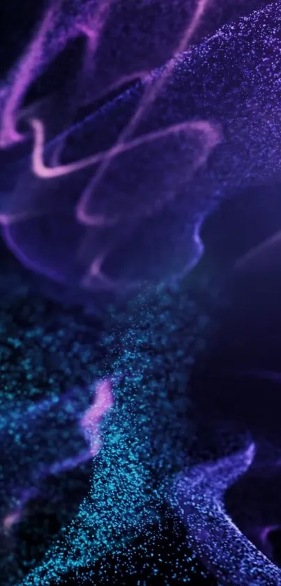 Abstract neon wave with purple and blue hues.